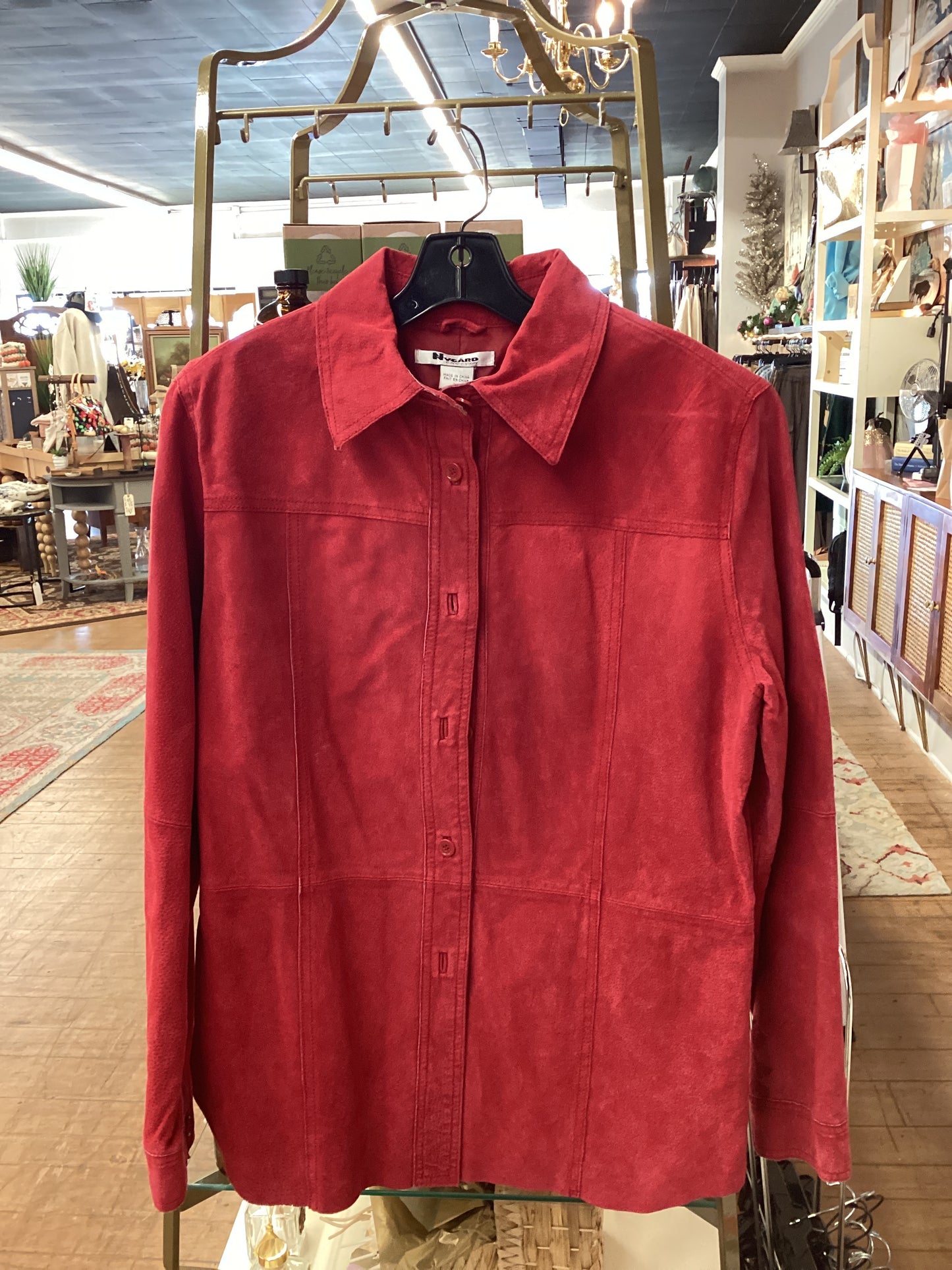 JS | Nygård red genuine leather suede button-down jacket | 10