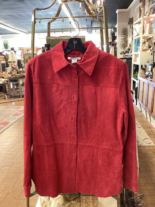 JS | Nygård red genuine leather suede button-down jacket | 10
