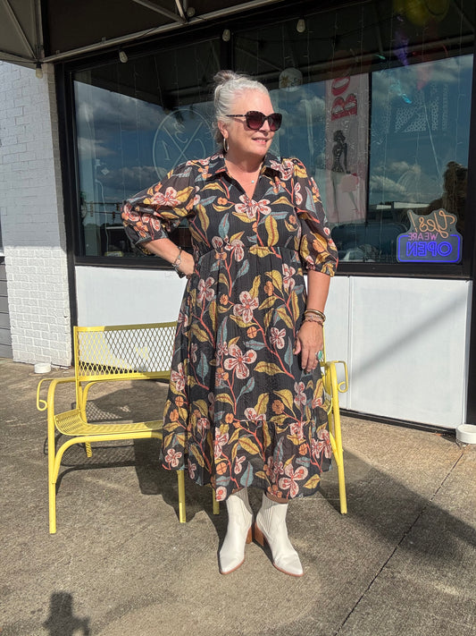 Rustling Leaves Midi Dress
