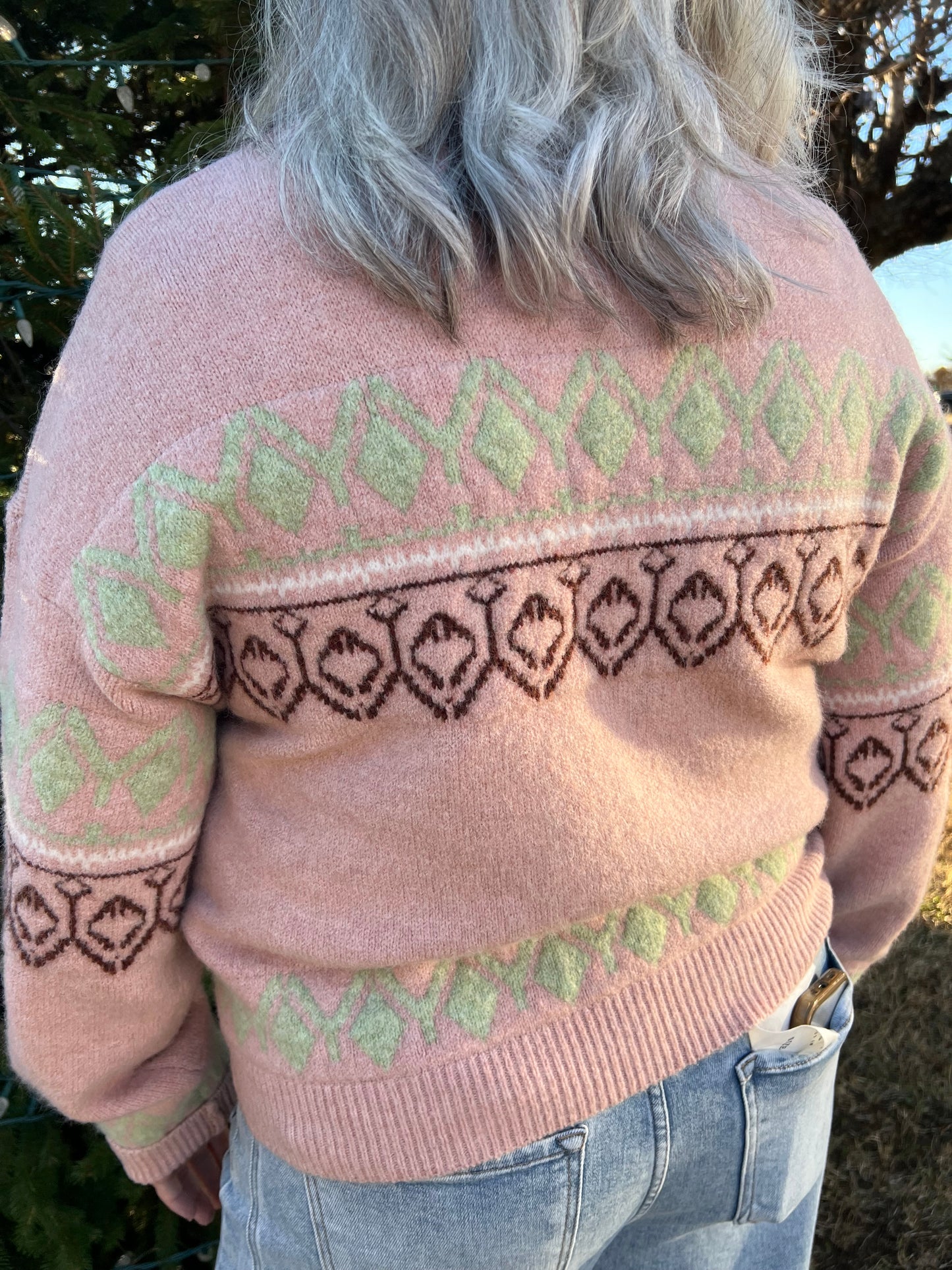 Cozy Blush Geo Sweater
