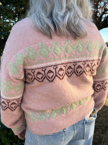 Cozy Blush Geo Sweater