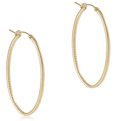 eNewton - Oval Gold 2" Hoop - Textured Earrings