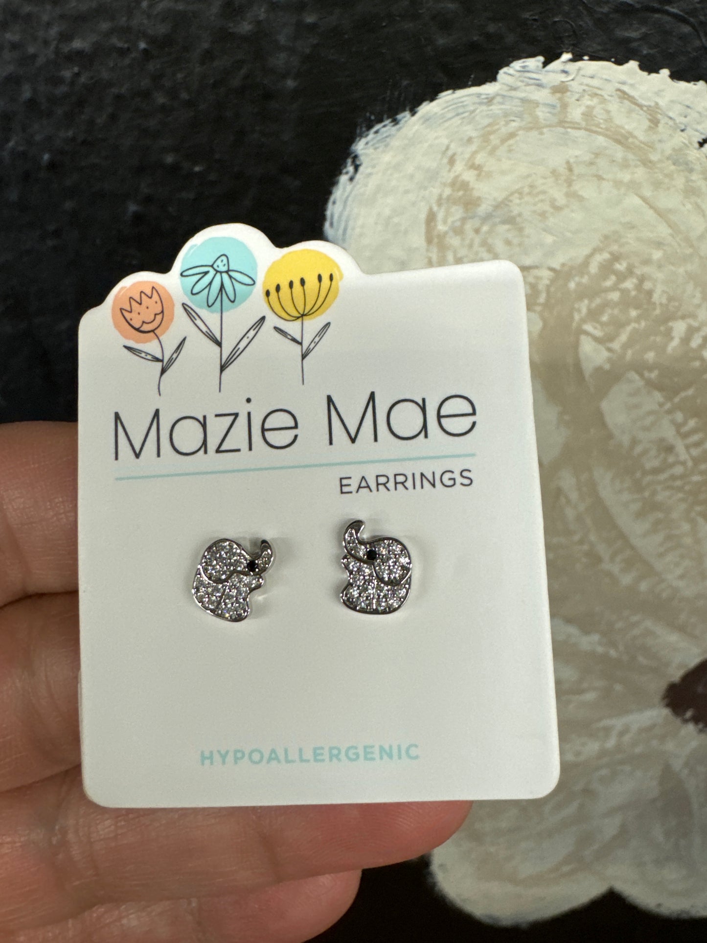 Silver CZ Elephant Stud Mazie Mae Earring