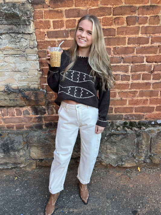 Fishy Knit Sweater| Coffee