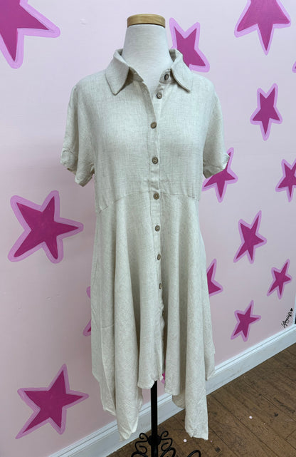 Linen Breeze Button Down Dress | Oatmeal