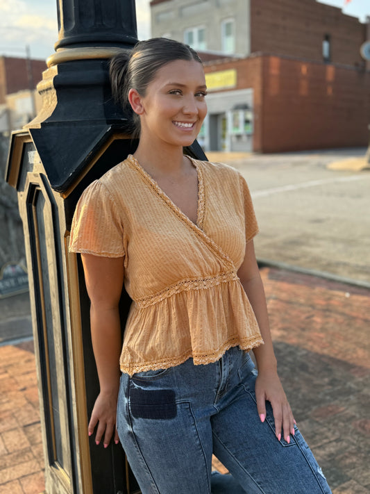 Sunlit Lace Mineral Wash Top