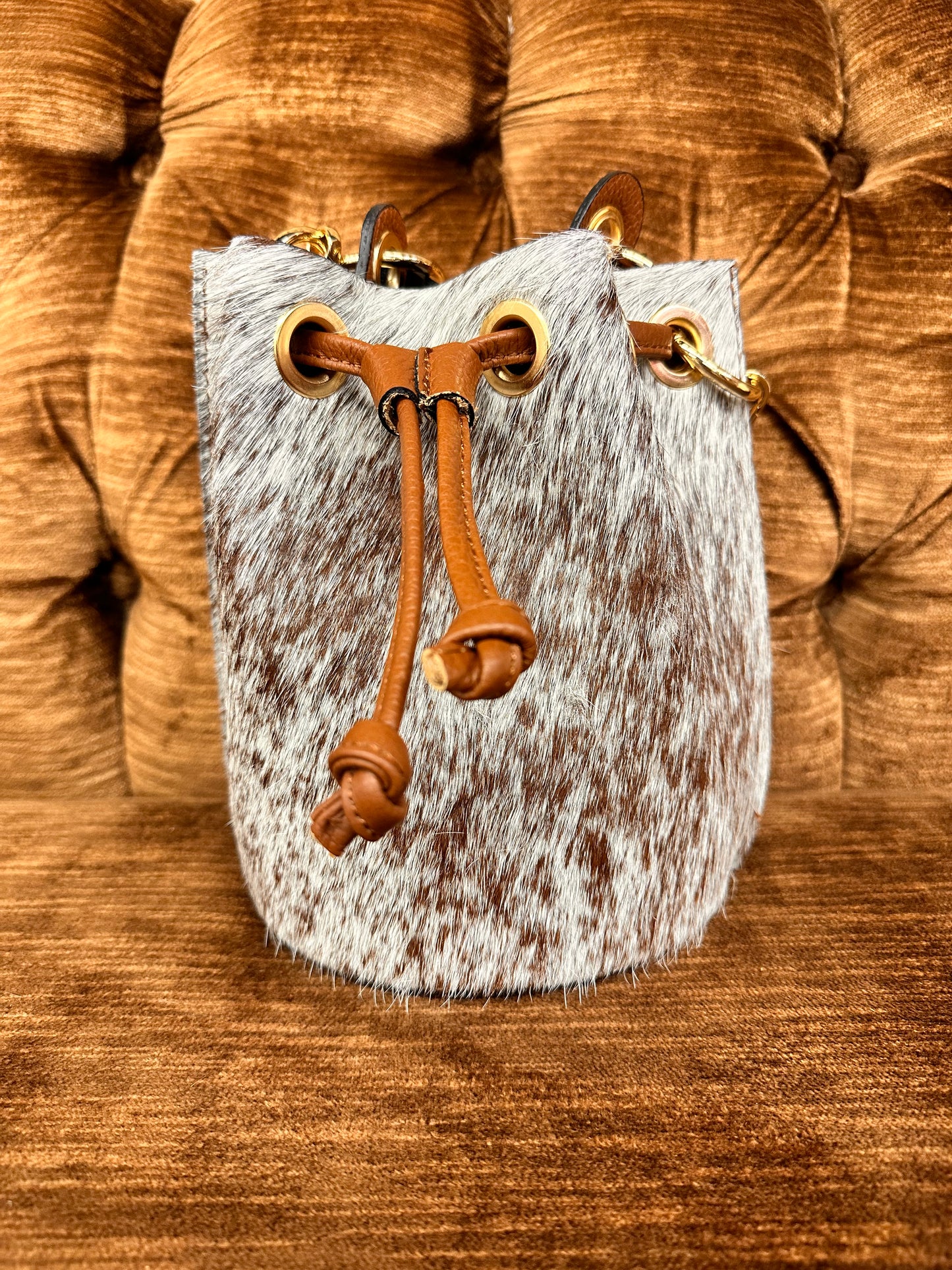 Cow Hide Bucket Bag