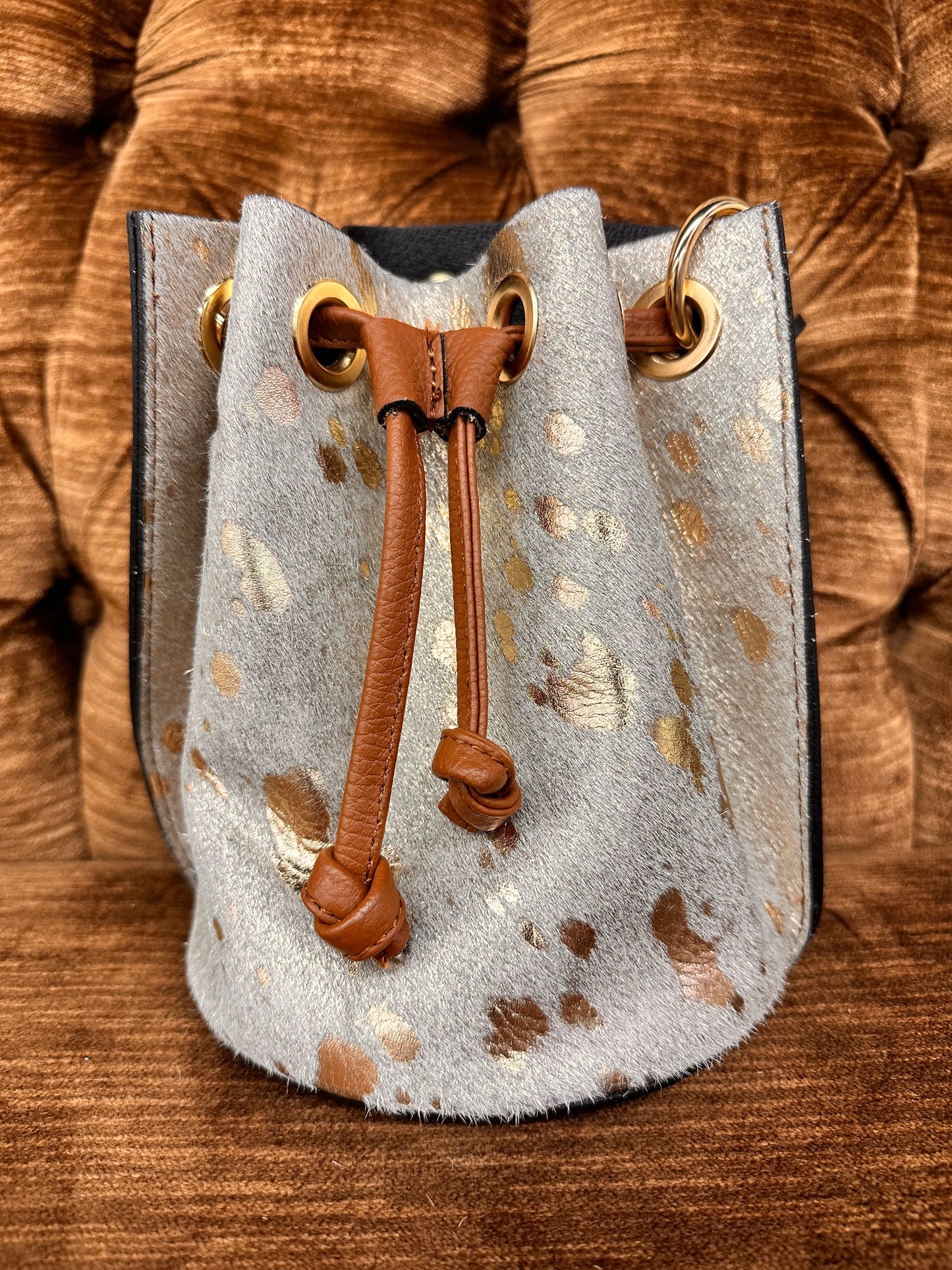 Cow Hide Bucket Bag