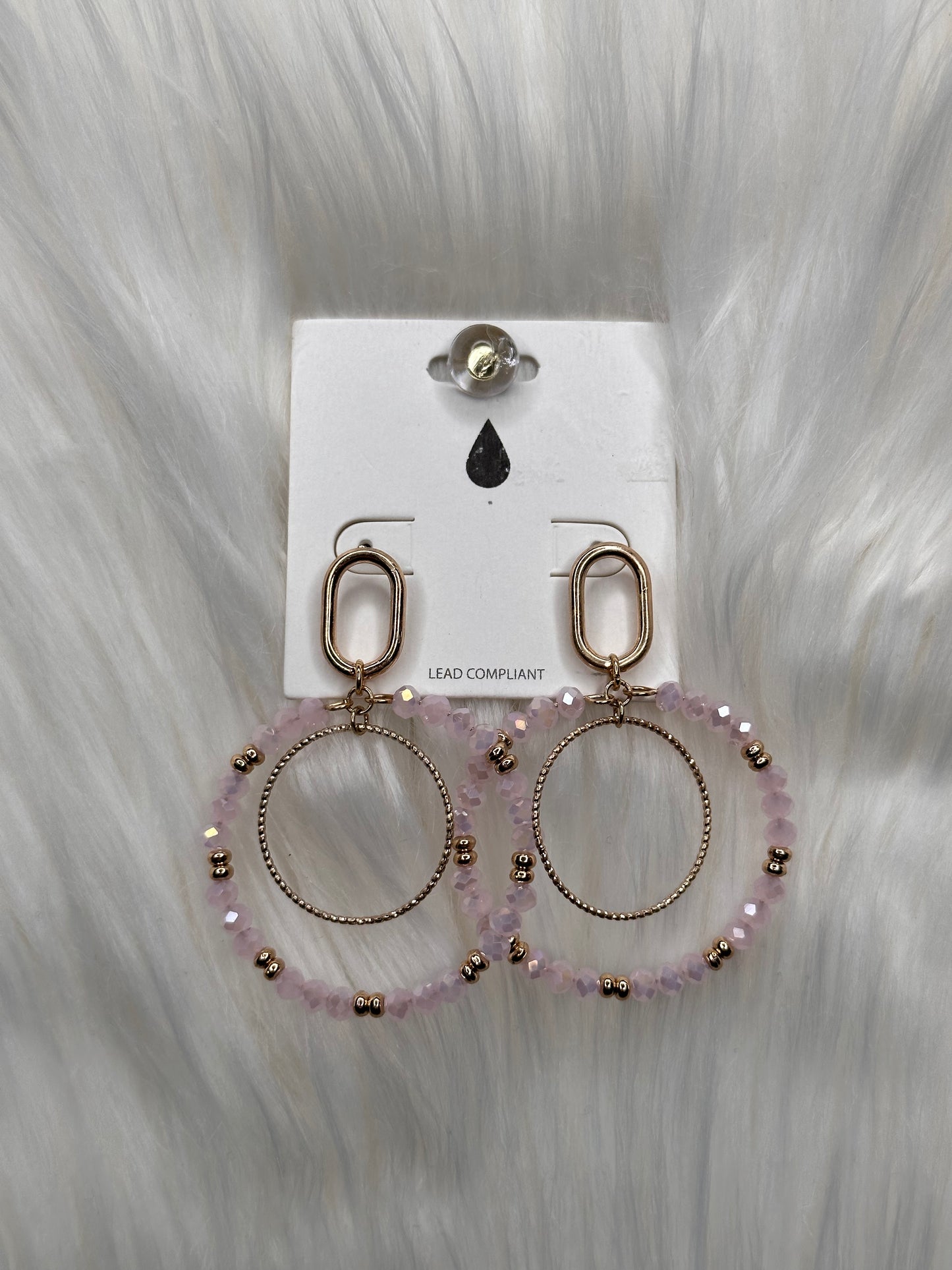 Gold and Pink Glass Bead Earring