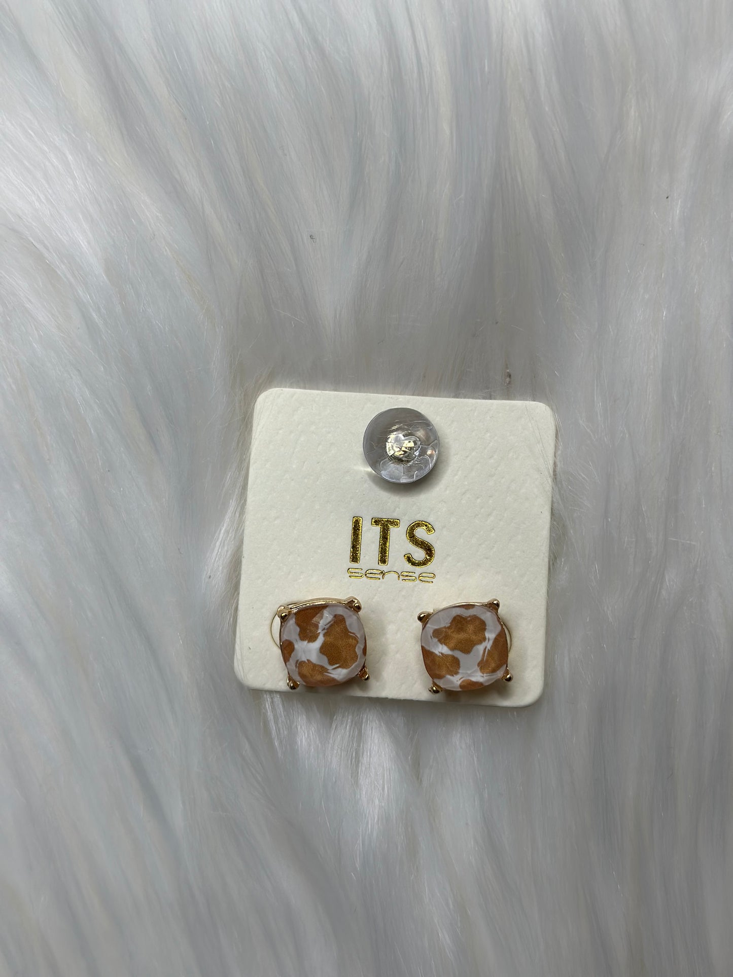 Small Brown Cow Stud Earring