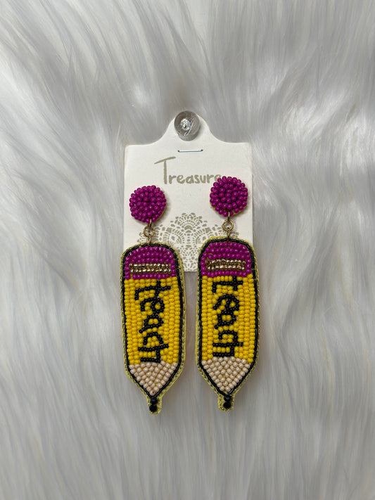 Teach Seed Beaded Earring