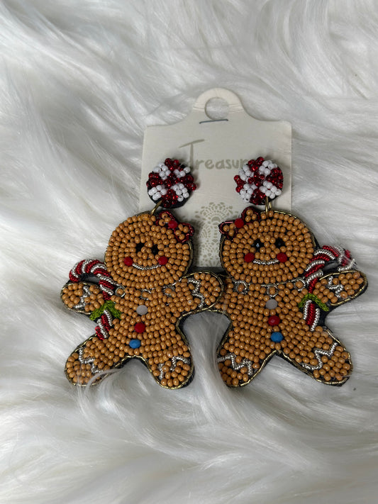 Gingerbread Seed Beaded Earring