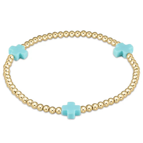 Enewton Extends - Signature
Cross Gold Pattern 3mm Bead
Bracelet - Turquoise