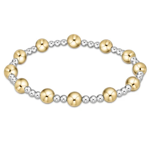 Classic Sincerity Pattern 6mm Bead Bracelet - Mixed Metal