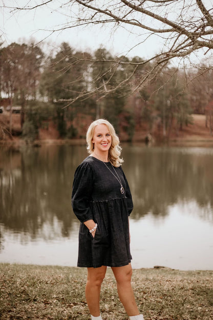 All Dressed Up Black Denim Dress