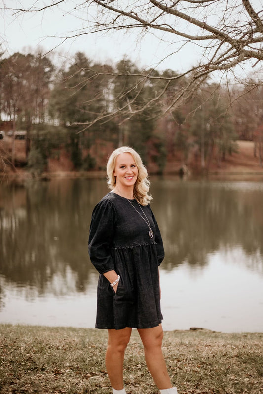 All Dressed Up Black Denim Dress