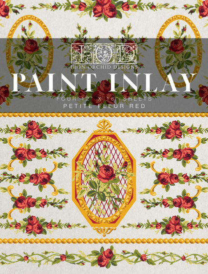 Petite Fleur Red IOD Paint Inlay 12x16 Pad