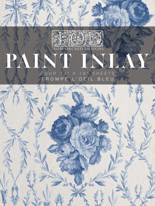 Trompe l’oeil Bleu IOD Paint Inlay 12x16 Pad