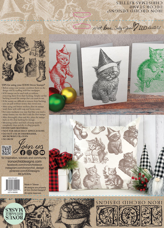 Christmas Kittens IOD 12X12 Stamp