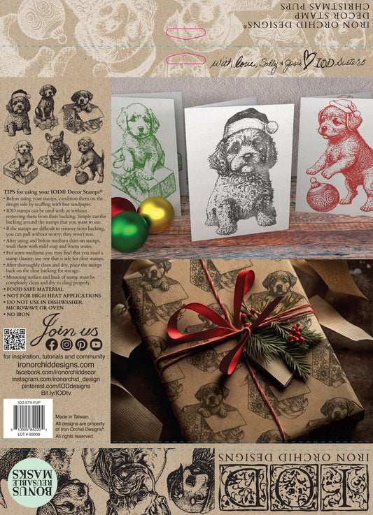 Christmas Pups IOD 12X12 Stamp