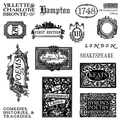 The Connoisseur's Library Labels 6x6 IOD Stamp™
