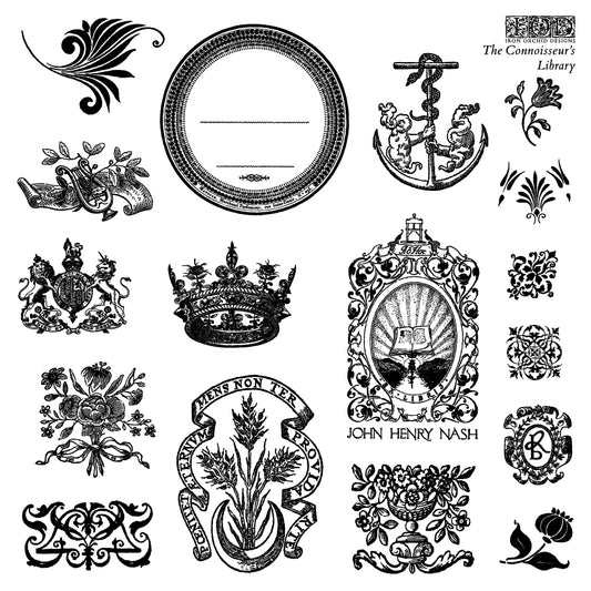 The Connoisseur's Library Labels 6x6 IOD Stamp™