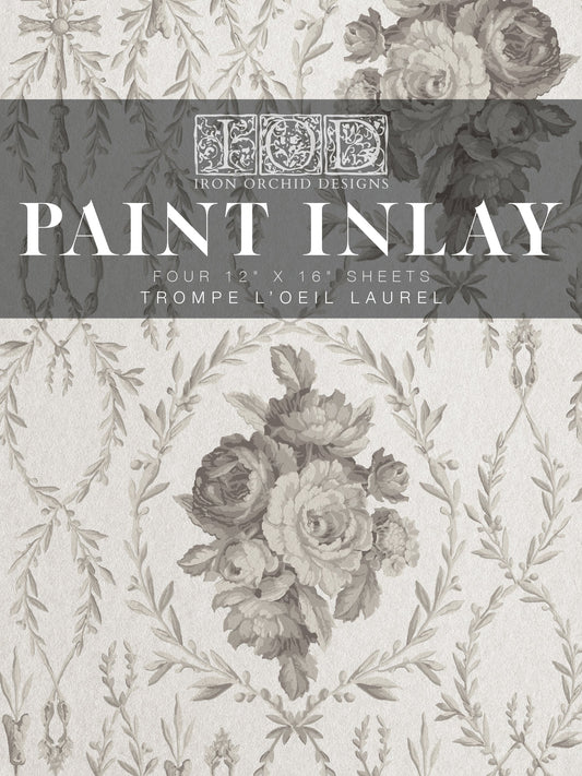 Trompe l’oeil laurel IOD Paint Inlay 12x16 Pad