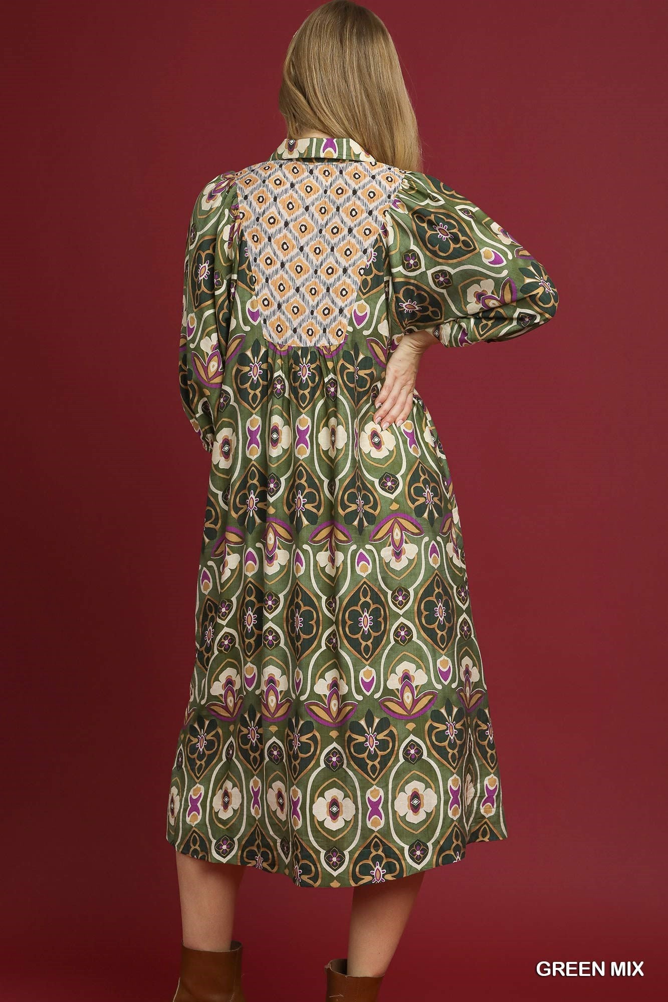 Abstract Bloom Midi Dress | Green