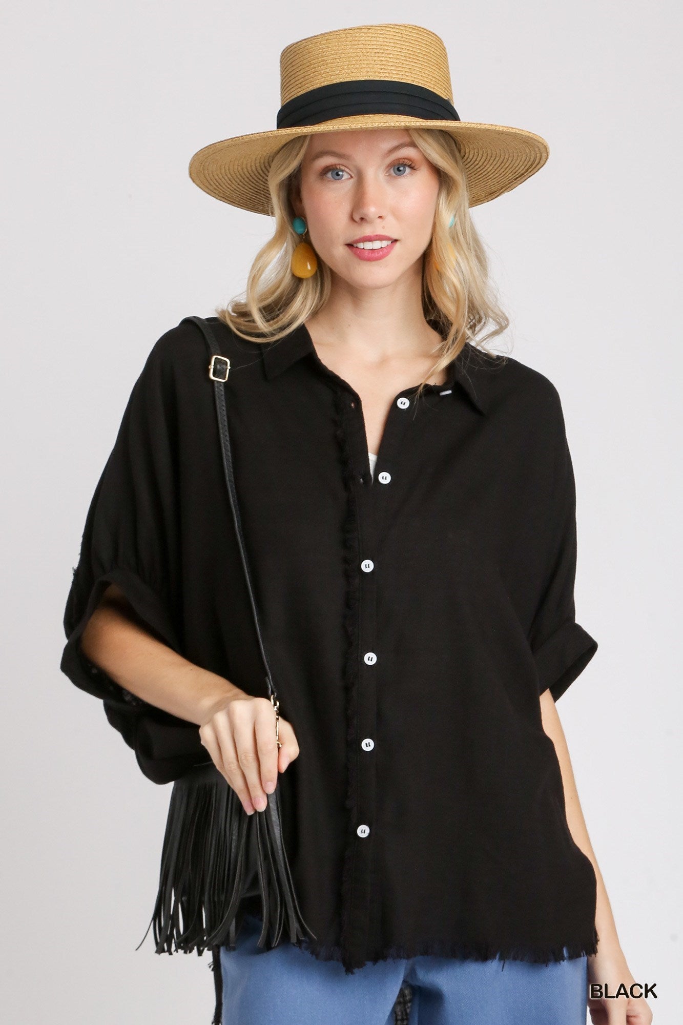 On the Fray Top | Black