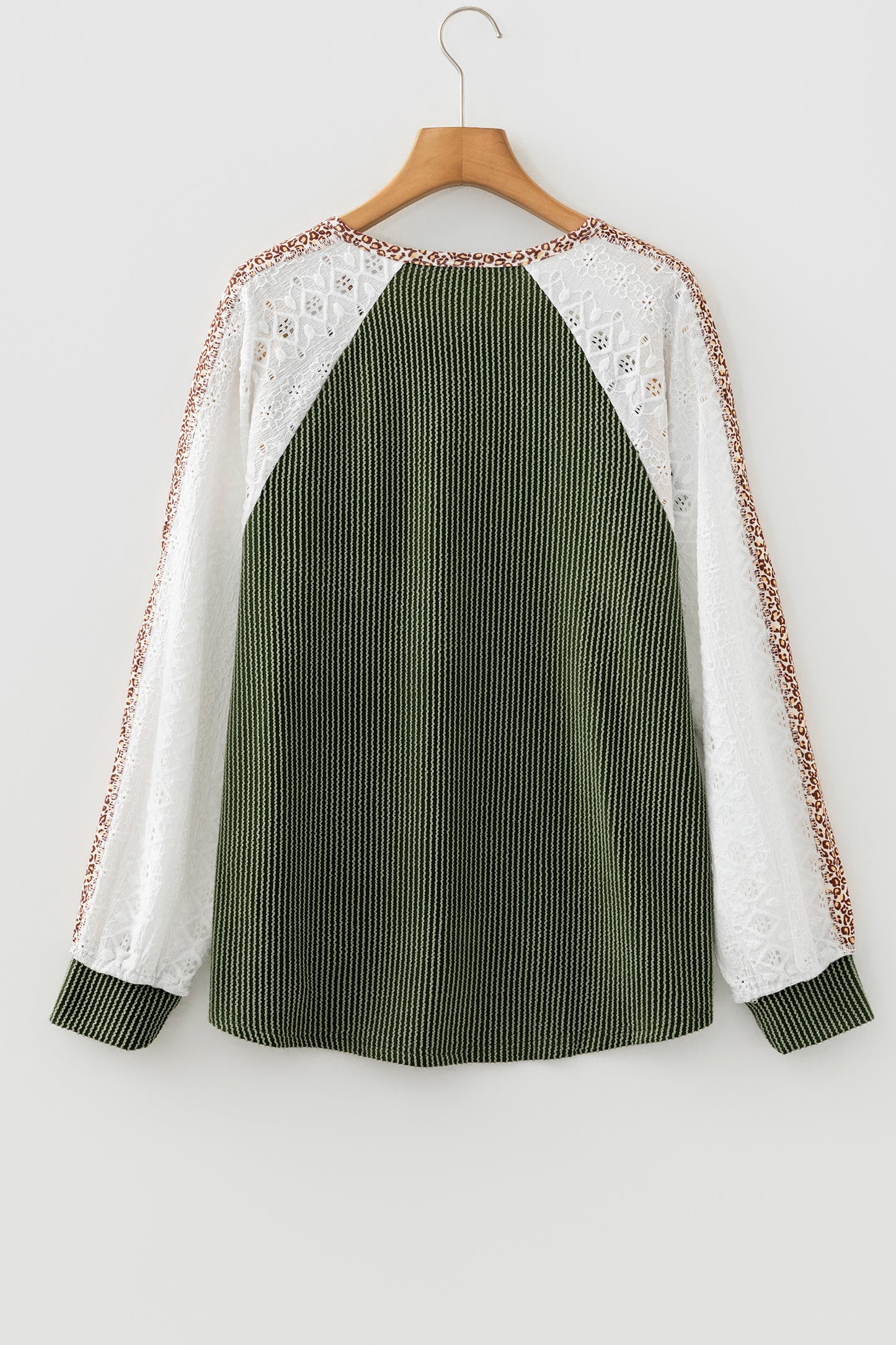 Leopard Lace Green Rib Top