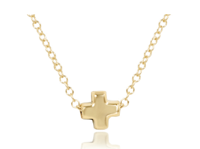 16" Necklace Gold - Signature Cross Small Gold Charm (fat)