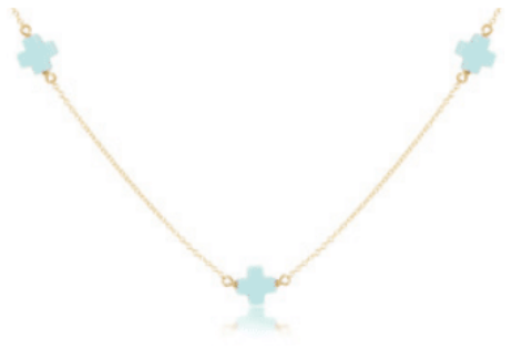 eNewton 17" Choker Simplicity ChainGold - Signature CrossTurquoise