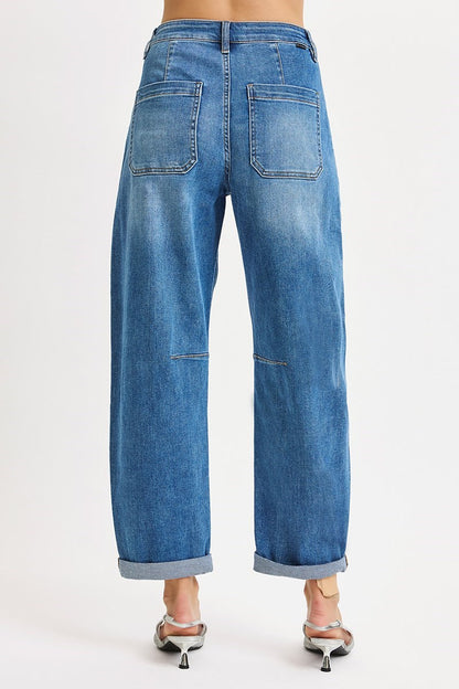 Patch Pocket Barrel Jeans | medium wash