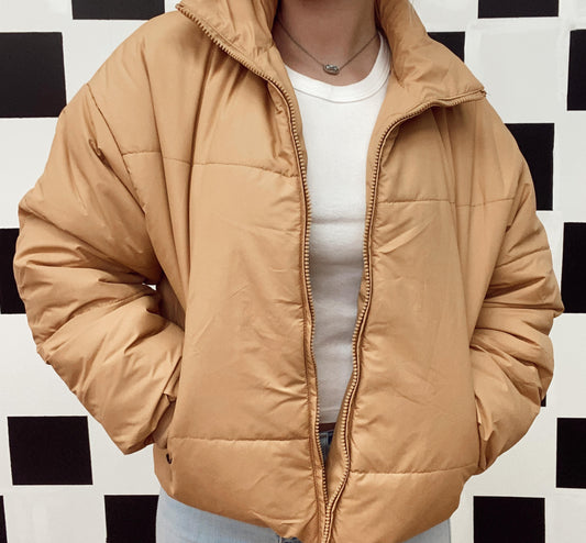 Zip Up Pocketed Puffer Coat