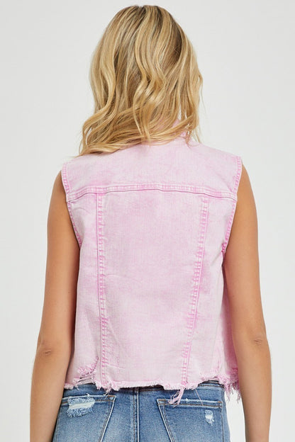 Daphne Denim Vest | Acid Pink