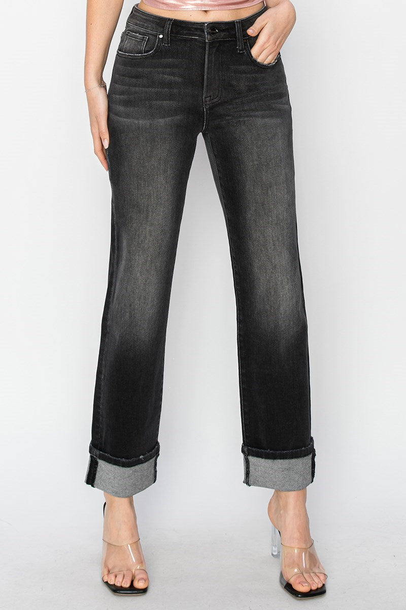 Noir Turn-Up Jeans