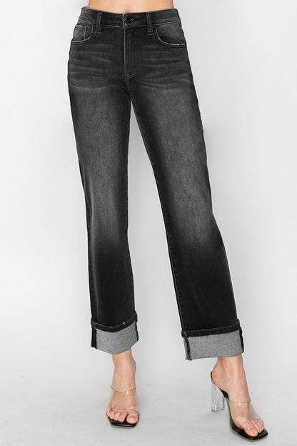 Noir Turn-Up Jeans