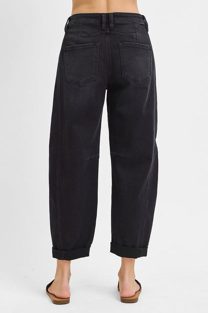 Black Fade Barrel Jeans