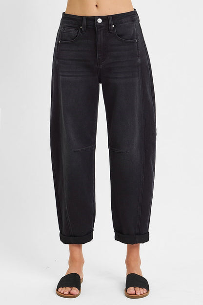 Black Fade Barrel Jeans