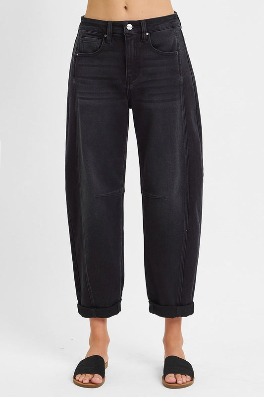 Black Fade Barrel Jeans
