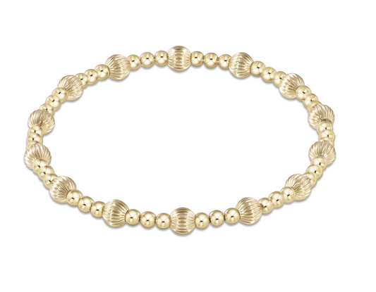 eNewton - Dignity Sincerity Pattern 5mm Bead Bracelet - Gold