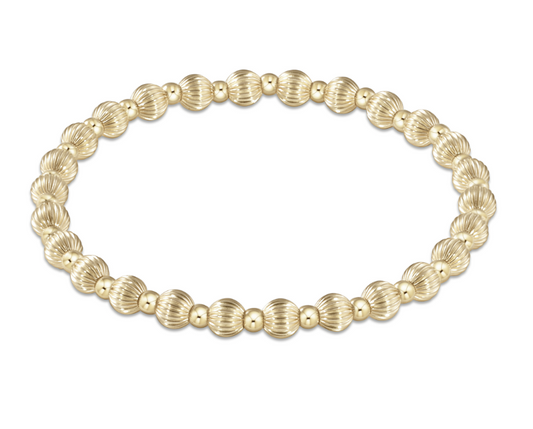 eNewton - Dignity Grateful Pattern 5mm Bead Bracelet - Gold