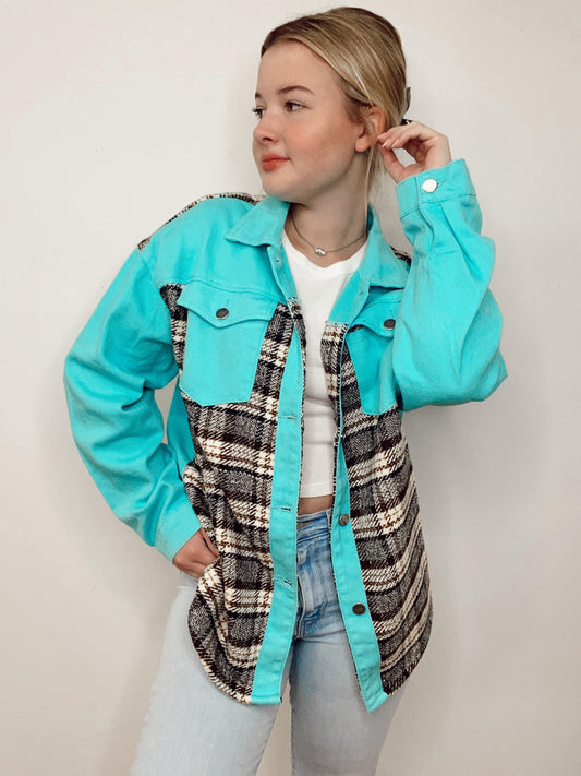 Think Happy Patchwork Denim Jacket