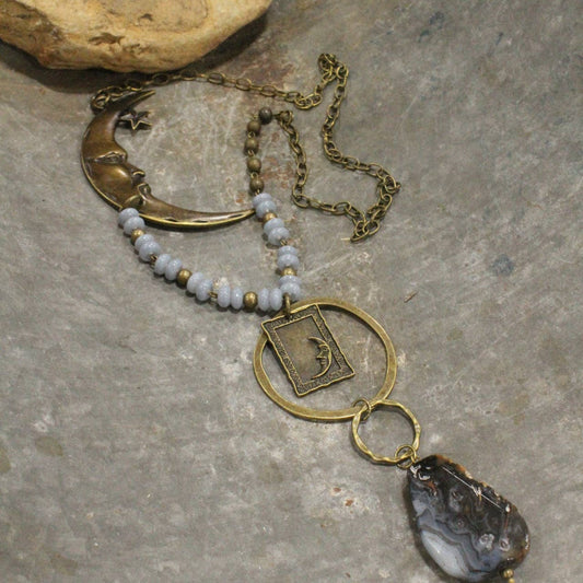 A Moonlit Night Bronze Stone Drop Necklace