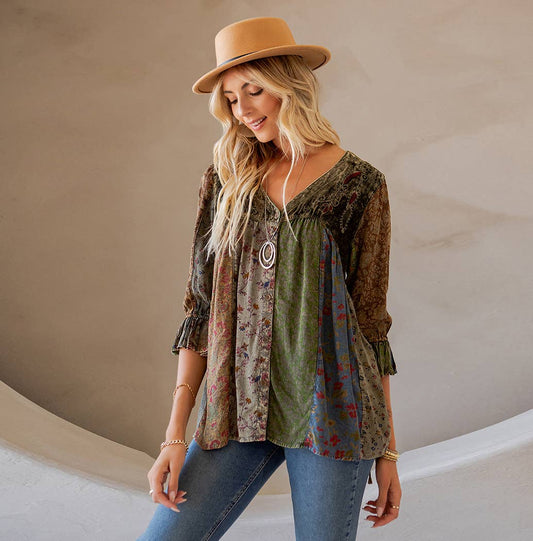 Vivienne Velvet Patchwork Top
