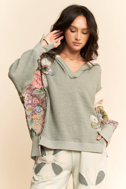 Seafoam Patchwork Hoodie Top