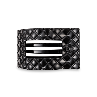 Flat Rectangle Hair Clip | Medium | Jet Black Quilted