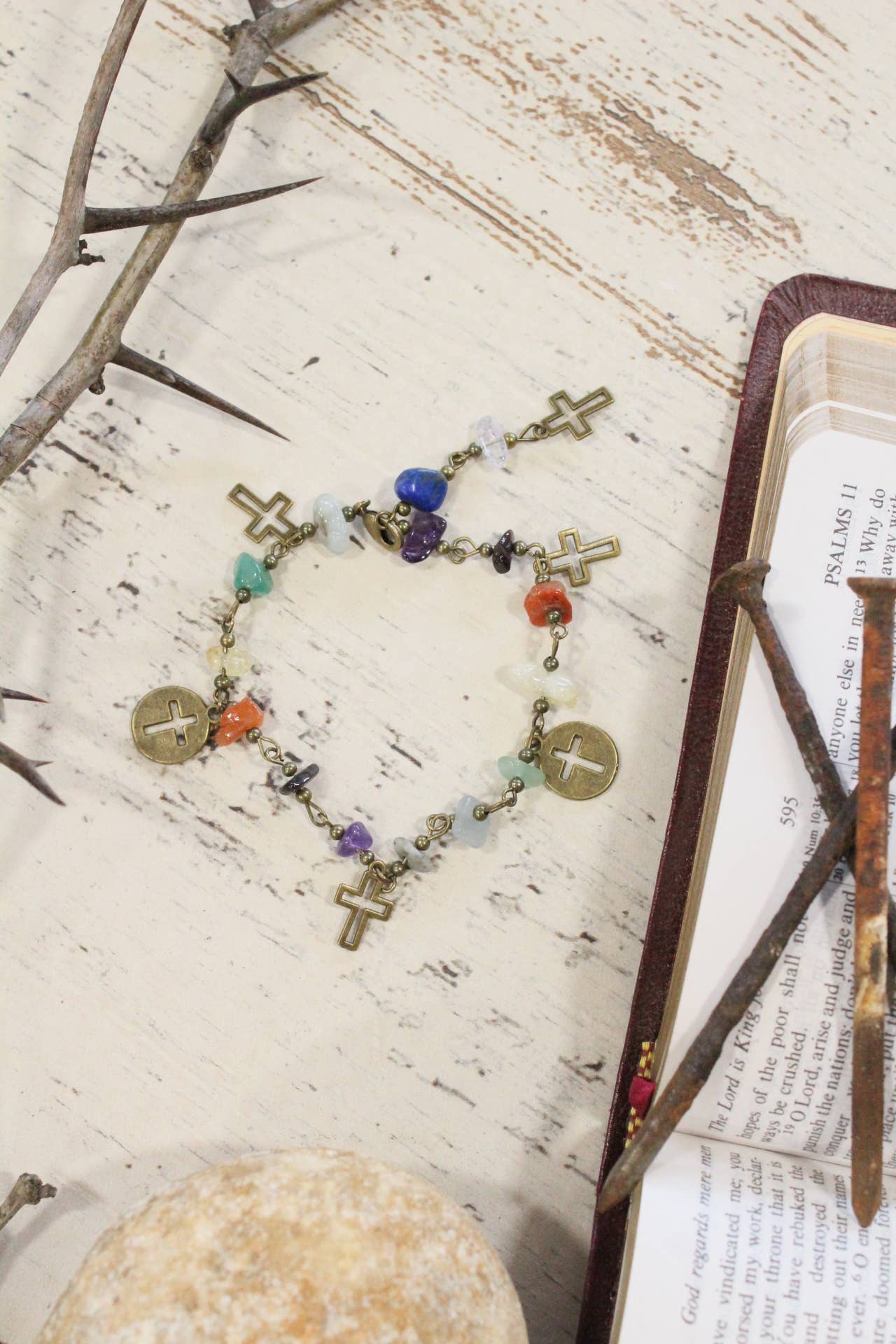 Upon This Rock Cross Bracelet Set