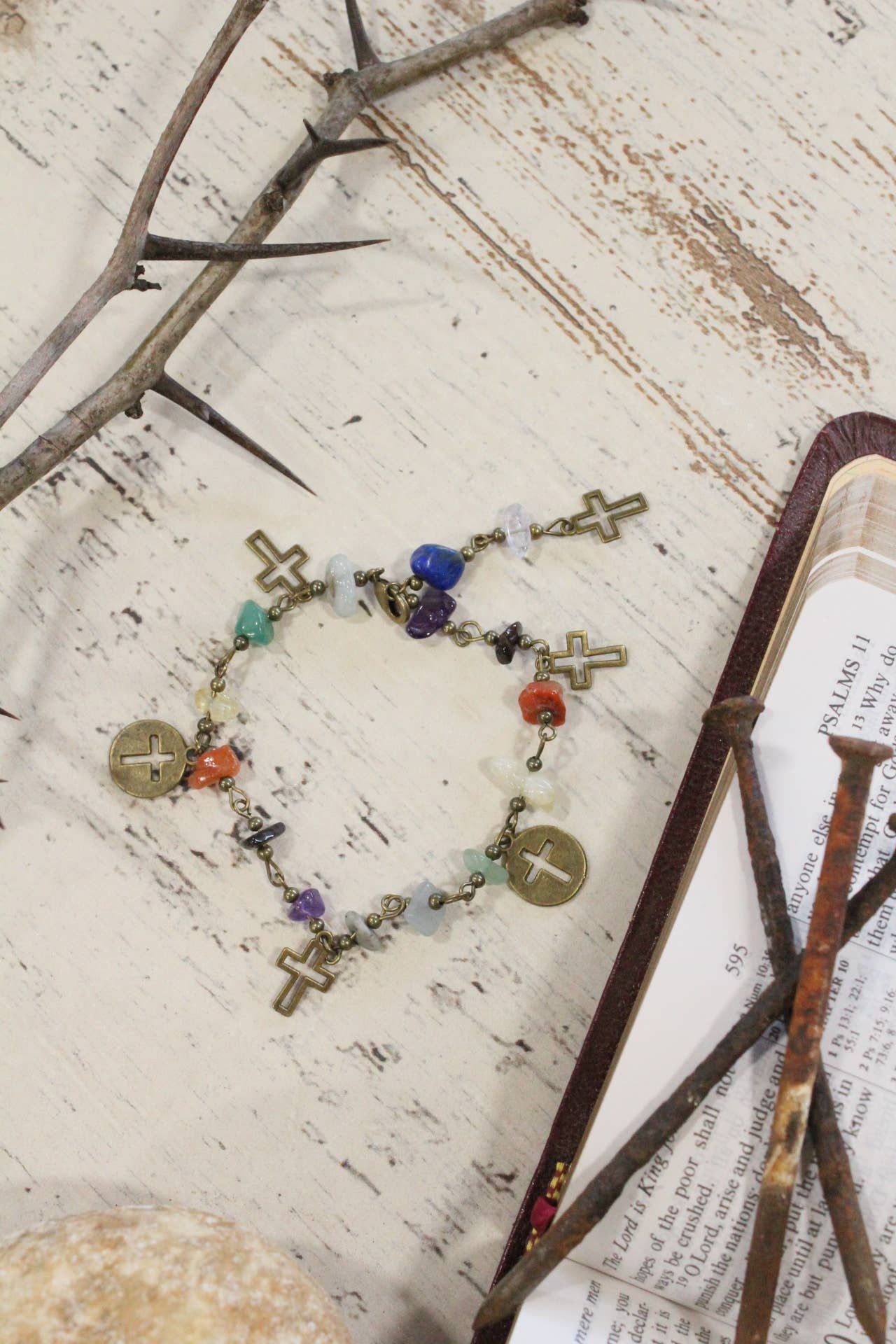 Upon This Rock Cross Bracelet Set