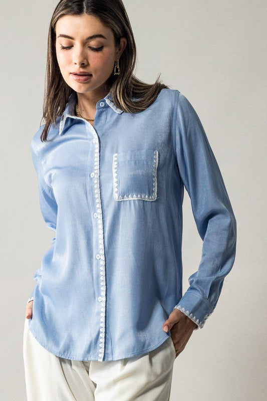 Celeste Lace-Edged Button-up Shirt